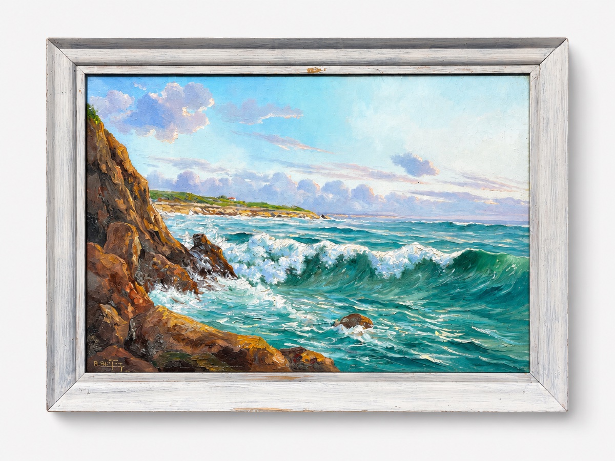 Painting Of The Rocky Coast Near Royan By Marc Chailloux 
