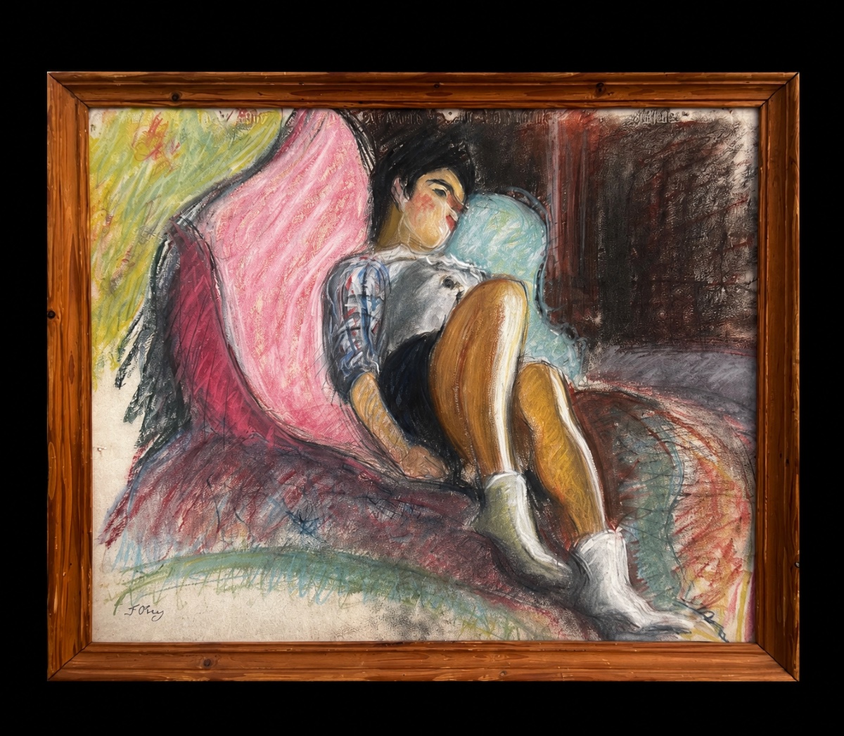Authentique pastel la jeune femme signée Jean puy 