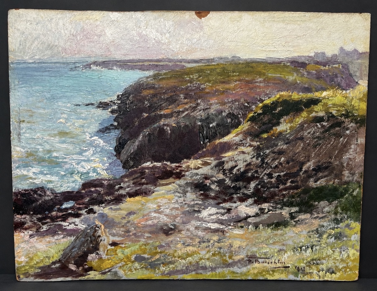 Tableau la côte rocheuse signé Pierre Baeschlin 