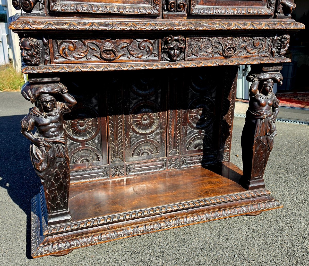 crédence Renaissance de style Henri II en bois sculpté XIXᵉ siècle-photo-2