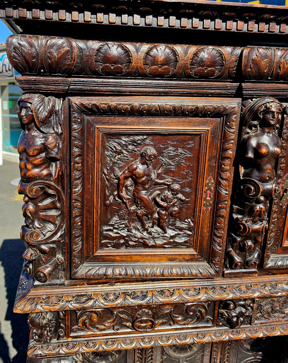 crédence Renaissance de style Henri II en bois sculpté XIXᵉ siècle-photo-3