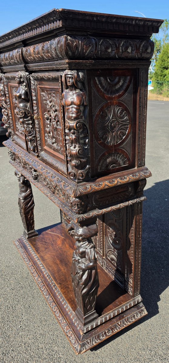 crédence Renaissance de style Henri II en bois sculpté XIXᵉ siècle-photo-4
