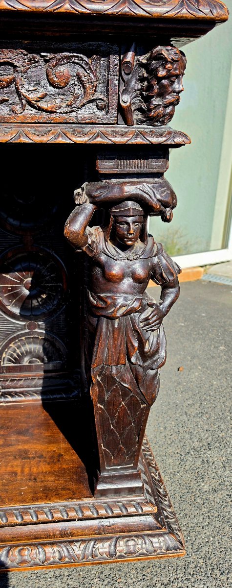 crédence Renaissance de style Henri II en bois sculpté XIXᵉ siècle-photo-2