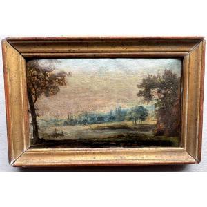 Small Painting View Of Rouen Period 18 Eme Normandy French School 