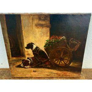 Painting The Dog Cart By Joseph Stevens 19 Eme Animalier 