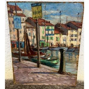 Antique Painting The Mediterranean Port Signed Rosenberg 1930 Marine
