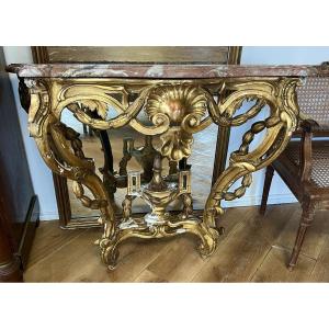 Console Bois Doré à Coquille époque Louis XV 18 Eme 
