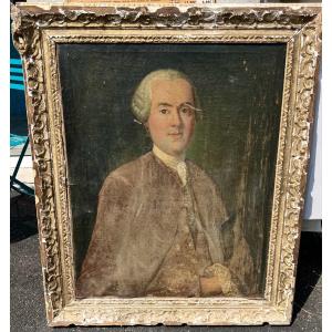 Old Painting Portrait Of A Gentleman From The 18th Century 
