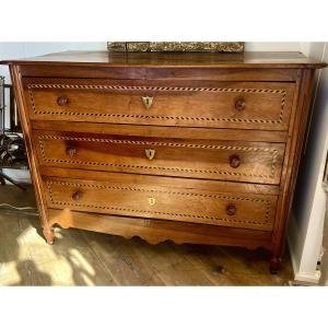 Grande commode haute en marqueterie début 19 eme 