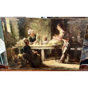 Old Painting The Sculpture Lesson By Emma Herland 1900 Brittany