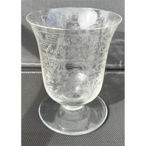 Vase décor fond marin signé Baccarat 1930 art déco 