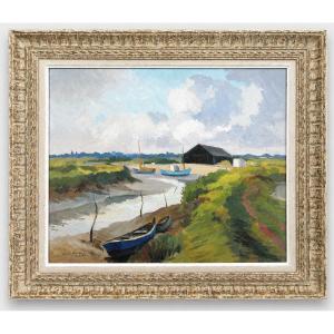 Painting Of The Port On The Ile De Ré By Louis Suire La Rochelle