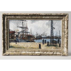 Painting Of The Port Of La Pallice In La Rochelle By Gaston Balande