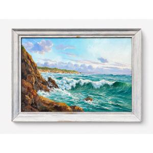 Painting Of The Rocky Coast Near Royan By Marc Chailloux