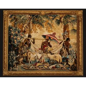African King’s Robe Tapestry By Desportes, 1742, Art Edition From Rambouillet