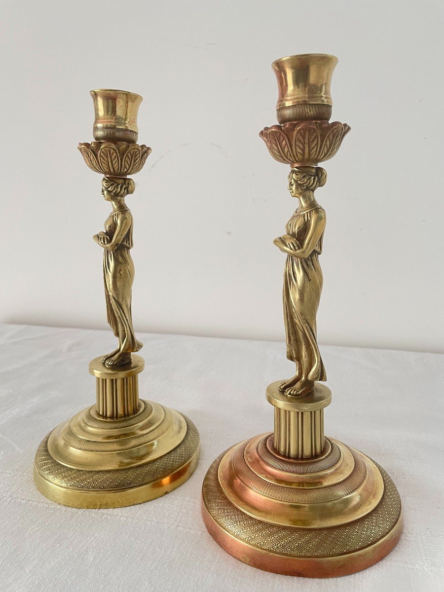 Pair Of Candlesticks In Bronze XIX Century-photo-4