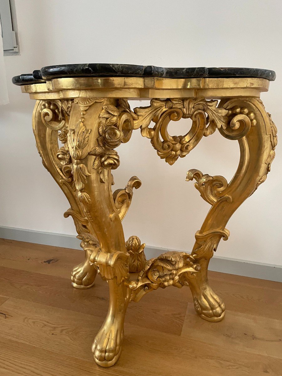 CONSOLE EN BOIS SCULPTE ET DORE-photo-4