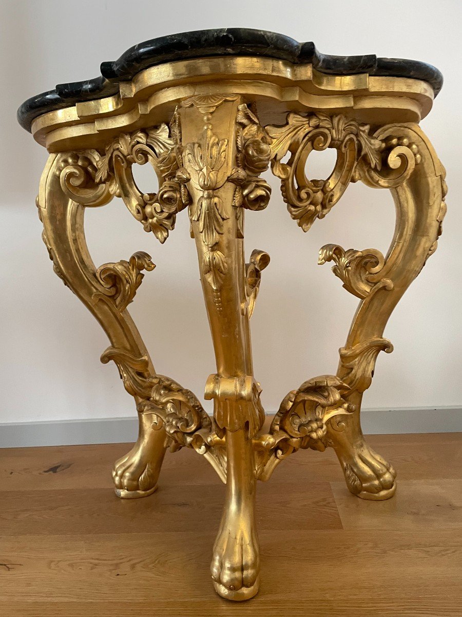 CONSOLE EN BOIS SCULPTE ET DORE-photo-3