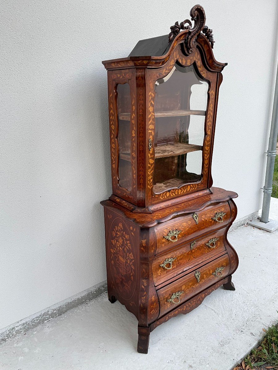 VITRINE HOLLANDAISE EN MARQUETERIE  XVIII SIECLE-photo-3
