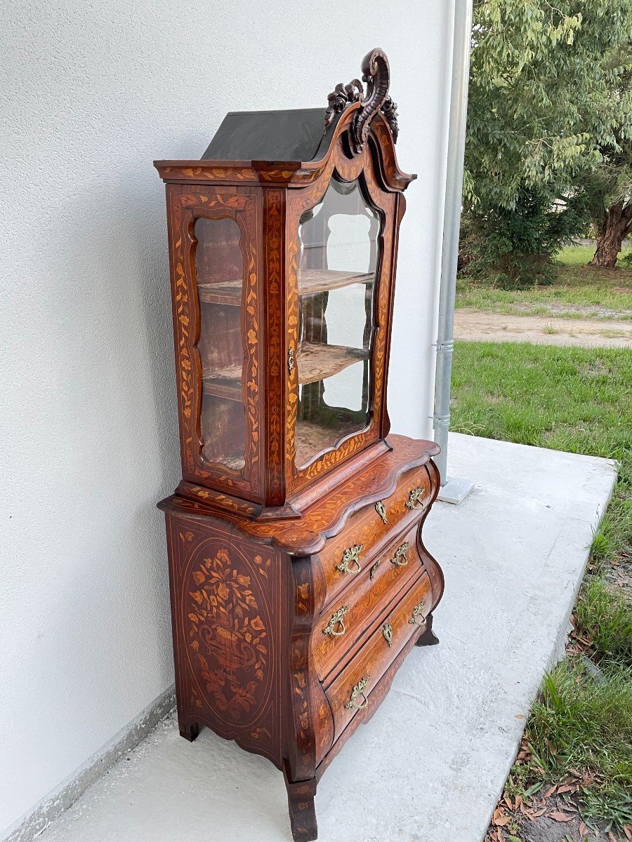 VITRINE HOLLANDAISE EN MARQUETERIE  XVIII SIECLE-photo-1