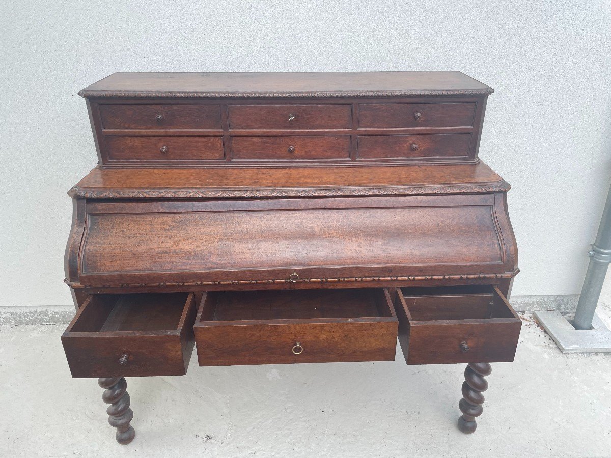 Louis XIII Style Desk In Oak-photo-8