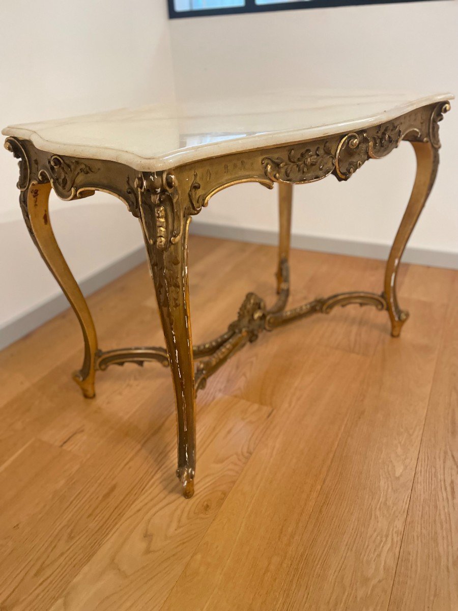Louis XV Middle Table In Giltwood 19th Century-photo-2