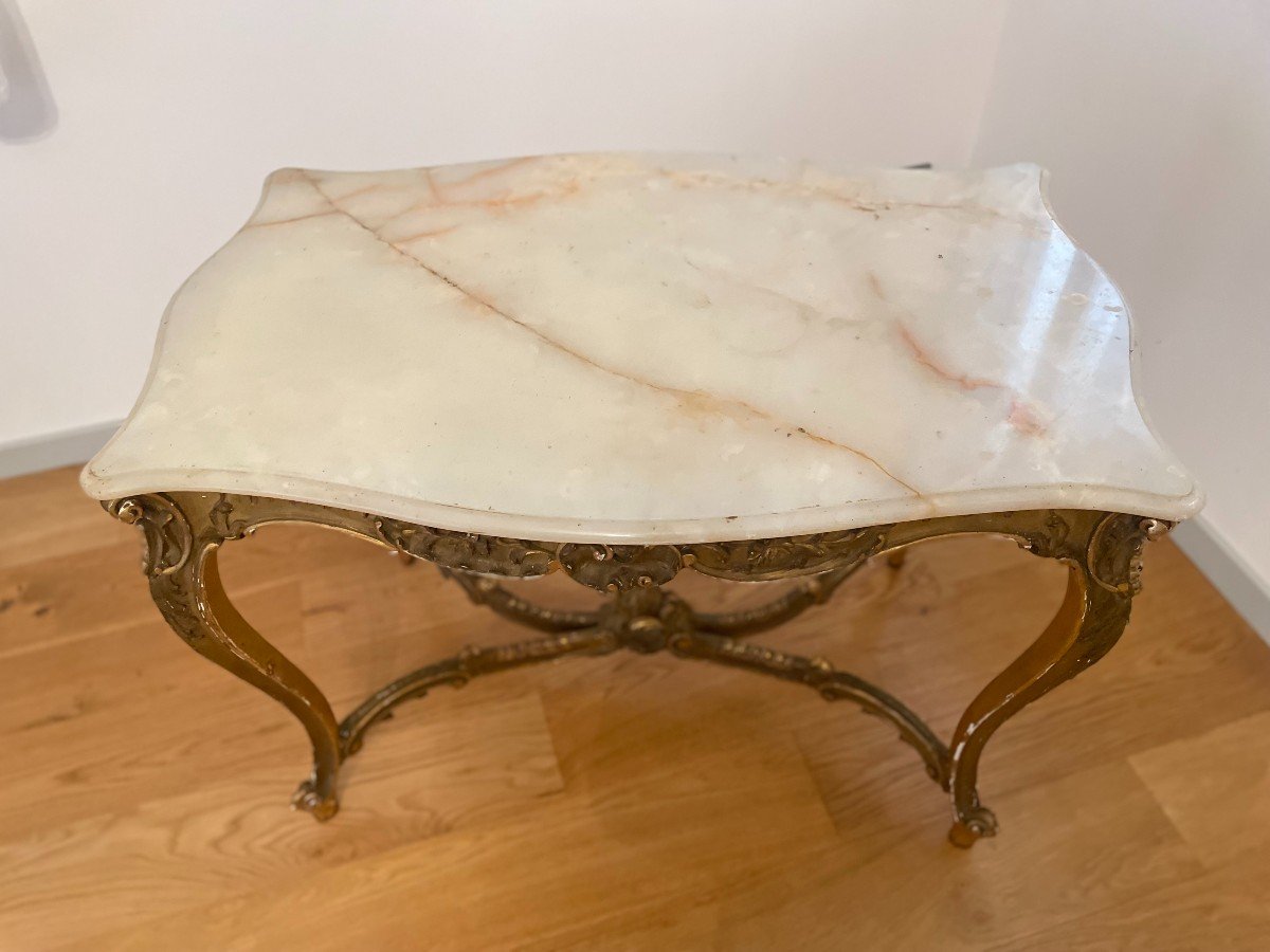 Louis XV Middle Table In Giltwood 19th Century-photo-1