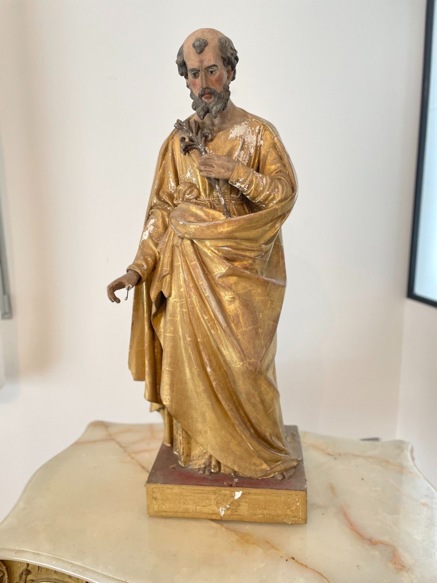 "SAINT JOSEPH" STATUE EN PAPIER MACHE D'EPOQUE XIX SIECLE-photo-2