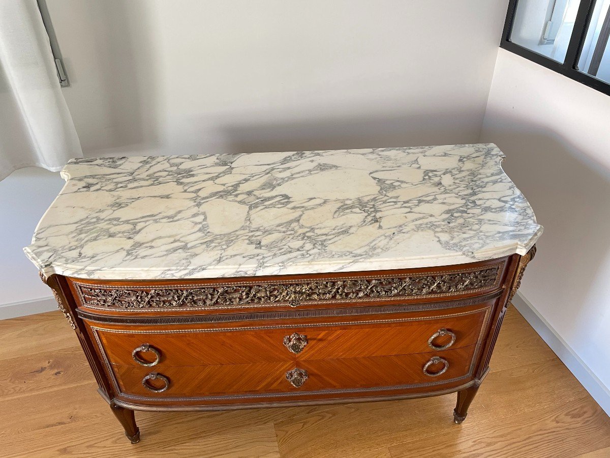 COMMODE LOUIS XVI ESTAMPILLEE DAIDE EN ACAJOU-photo-7