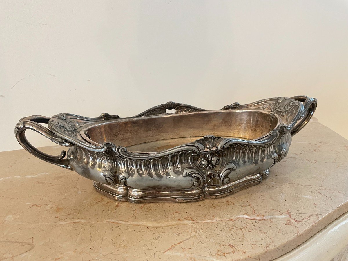 Rocaille Style Planter In Silver Bronze-photo-4