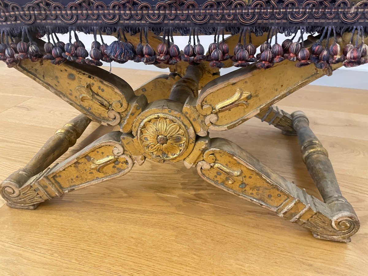 Pair Of Empire Style Giltwood Stools-photo-4