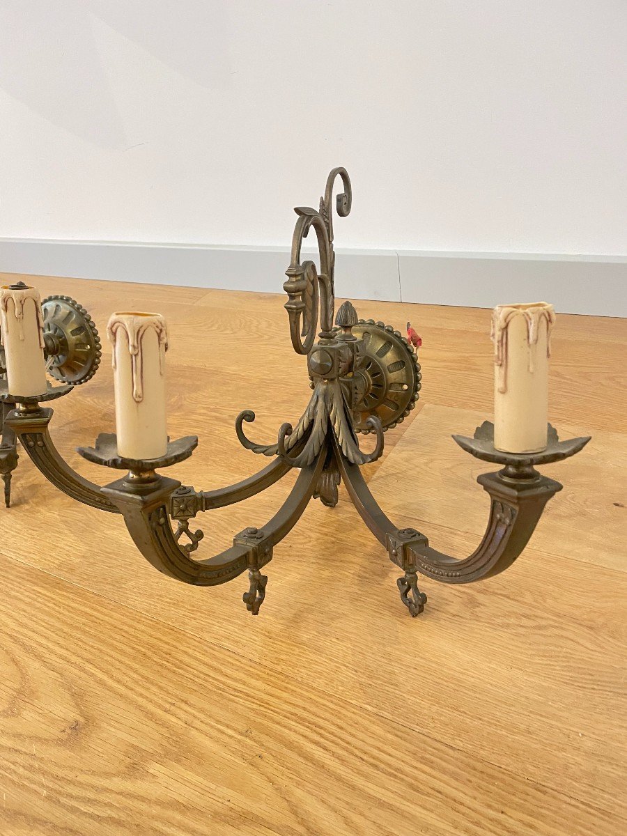 Large Pair Of Bronze Sconces-photo-5