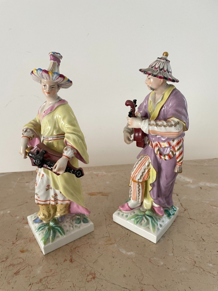 Pair Of Polychrome Porcelain Characters “malabar And Malabarin”-photo-4