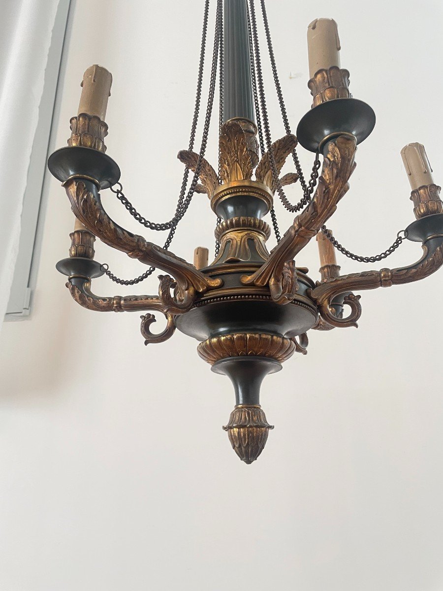 19th Century Empire Bronze Chandelier-photo-2