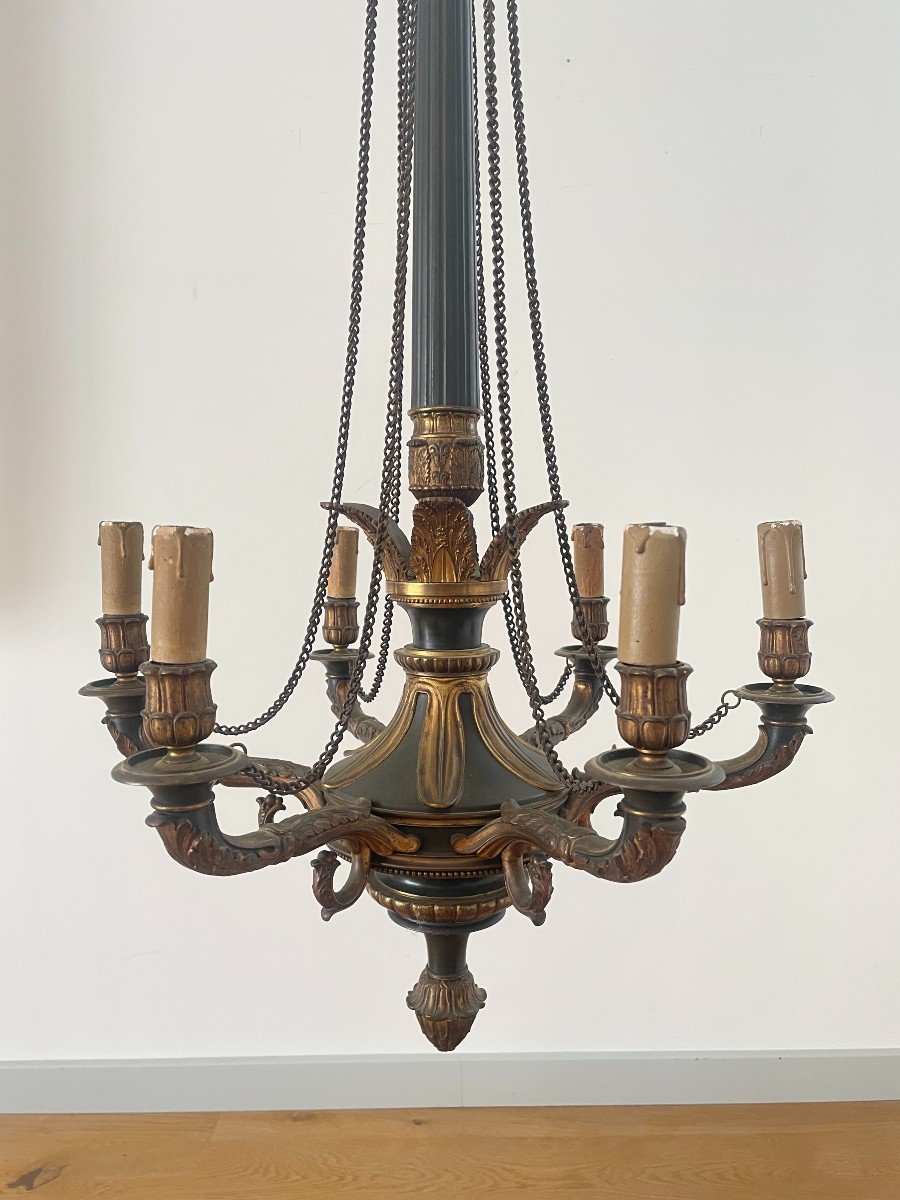 19th Century Empire Bronze Chandelier-photo-4