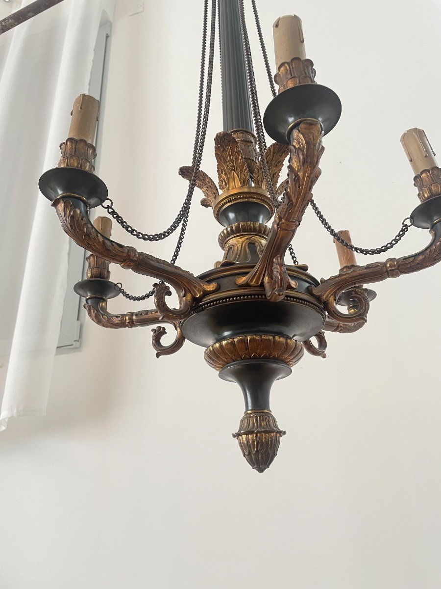 19th Century Empire Bronze Chandelier-photo-5