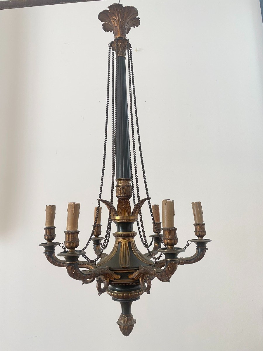 19th Century Empire Bronze Chandelier