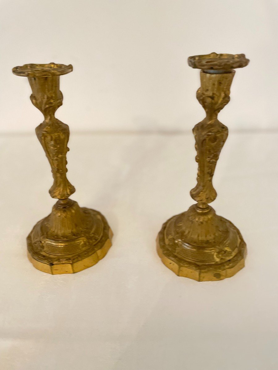 Pair Of Louis XV Bronze Candlesticks-photo-3