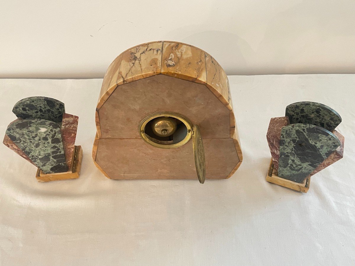 GARNITURE DE CHEMINEE ART DECO EN MARBRE-photo-2