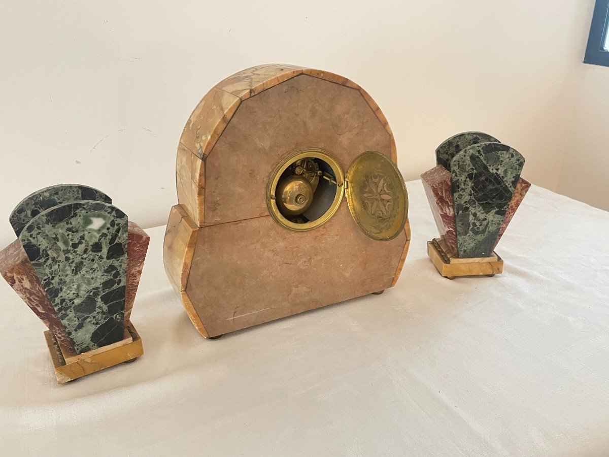 GARNITURE DE CHEMINEE ART DECO EN MARBRE-photo-1
