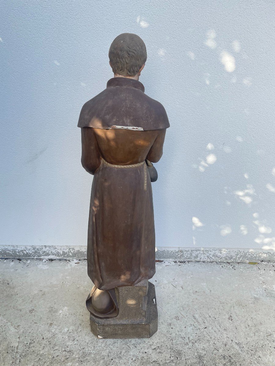 Saint Benoit-joseph Labre Statue In Papier Mache 19th Century-photo-2