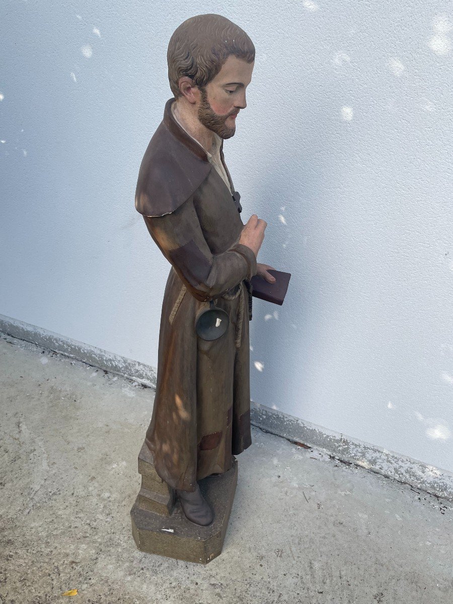 Saint Benoit-joseph Labre Statue In Papier Mache 19th Century-photo-3