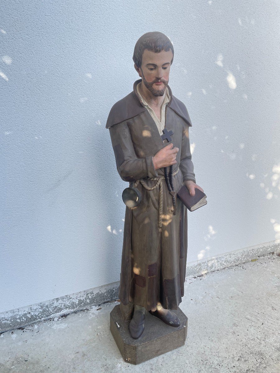 Saint Benoit-joseph Labre Statue In Papier Mache 19th Century-photo-4