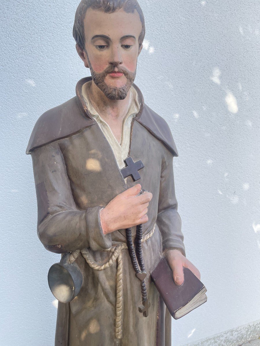Saint Benoit-joseph Labre Statue In Papier Mache 19th Century-photo-1