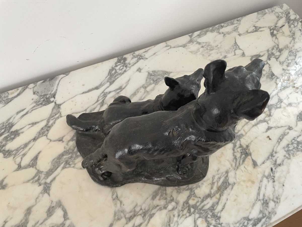 SCULPTURE EN BRONZE  LES CHIENS CARTIER THOMAS (1879-1943)-photo-6