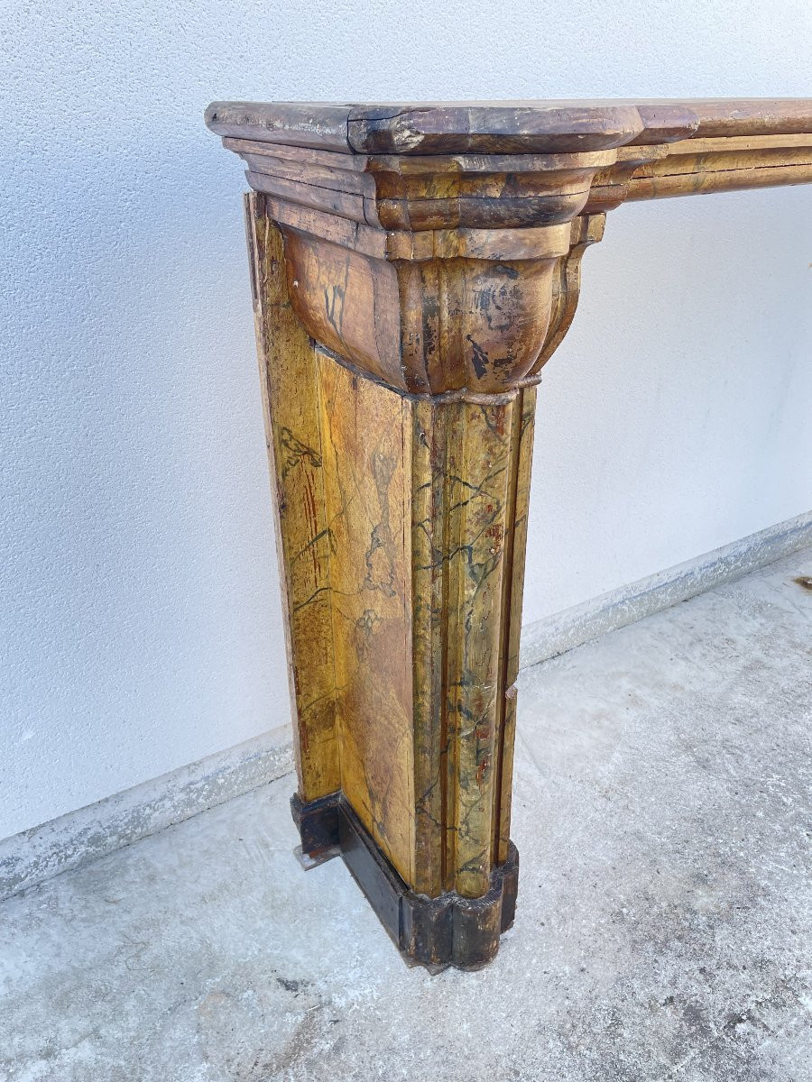 Large Faux Marble Fireplace From The 18th Century-photo-4