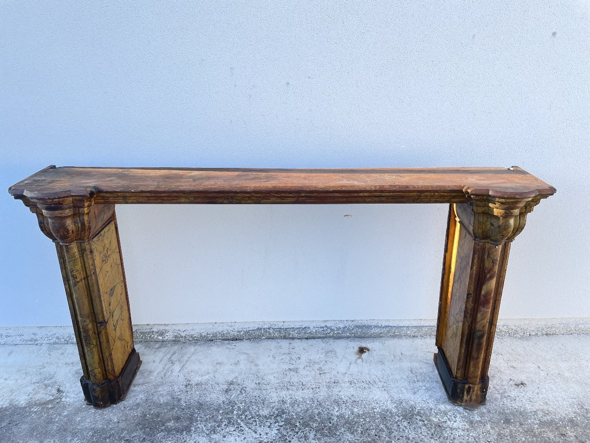 Large Faux Marble Fireplace From The 18th Century-photo-2