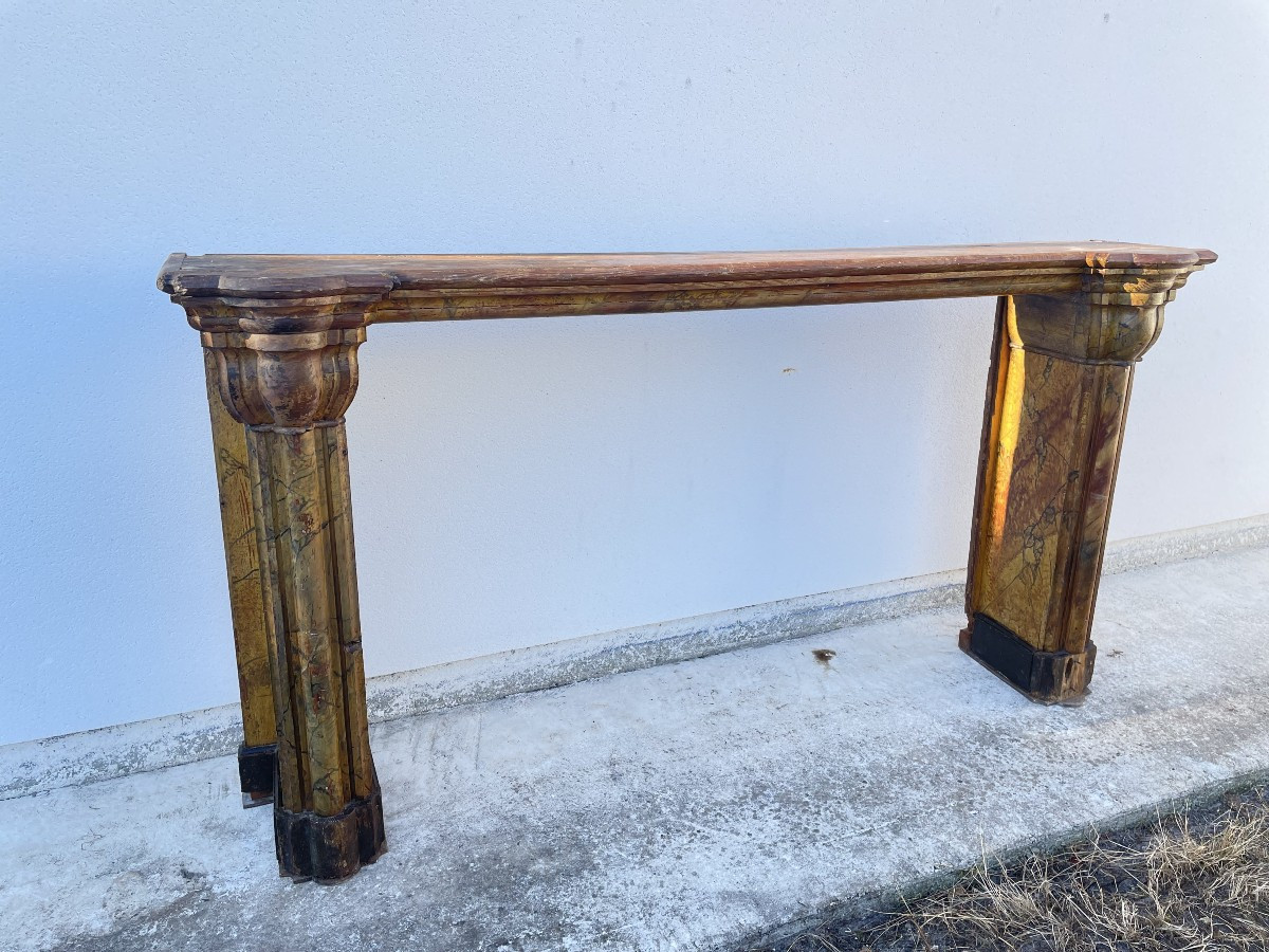 Large Faux Marble Fireplace From The 18th Century
