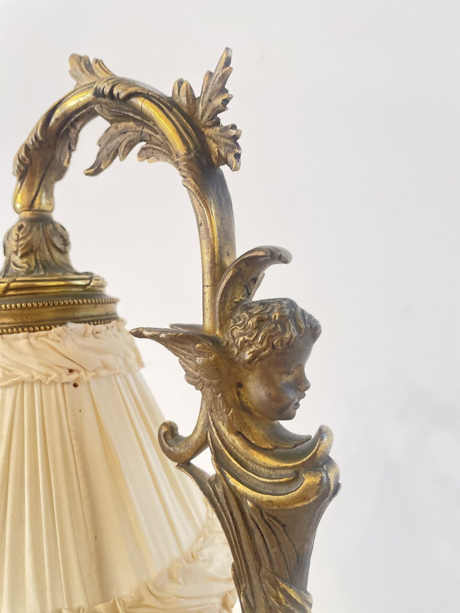 LAMPE EN BRONZE ET MARBRE A  DECOR D'UN POISSON-photo-7