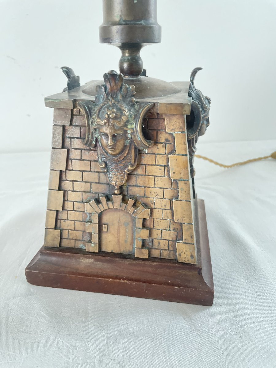 LAMPE EN BRONZE A DECOR D'UN CANON-photo-4